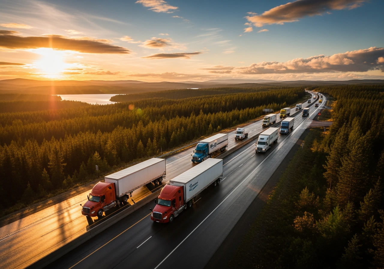 Freight trucks on highway